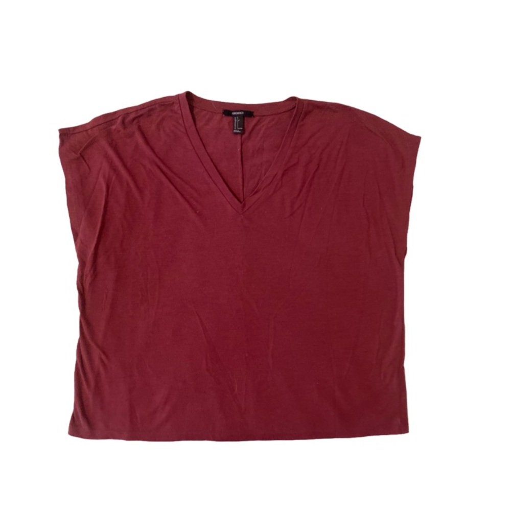 Forever 21 flowy red v neck shirt